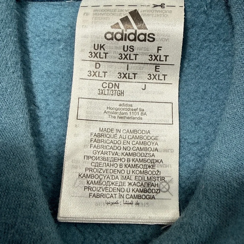 Adidas Essentials All Over Print Logo Hoodie Teal Blue Mens 3XLT Big & Tall